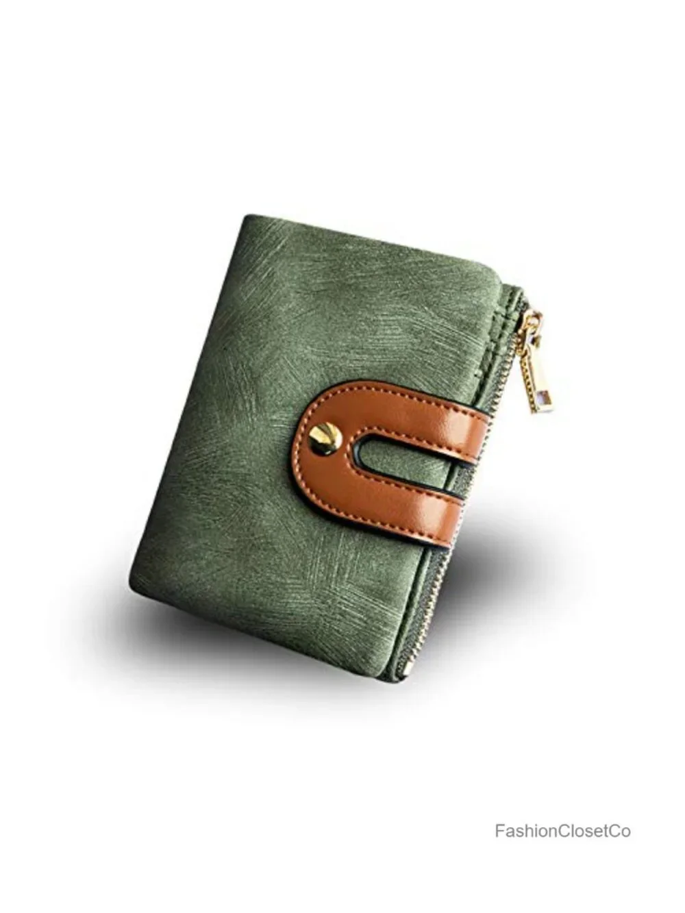 Faux Leather Rfid Small Bifold Wallet Mini Zipper Coin Purse Id Card
